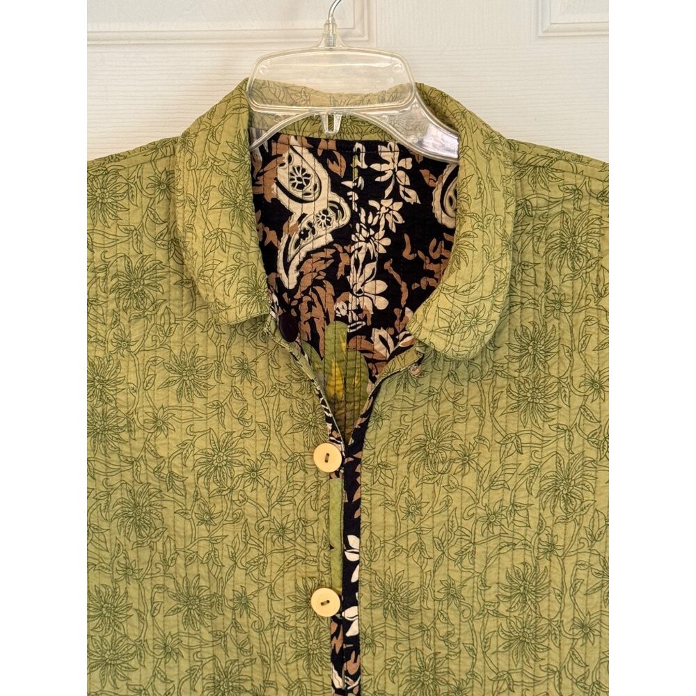 Provence d'amour Floral Button Down Quilted Reversible Jacket Medium - Picture 9 of 12